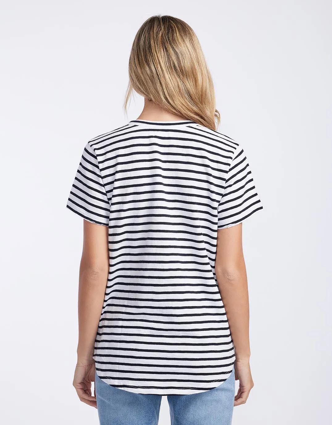 Original Round Neck T-Shirt - Black/White Stripe