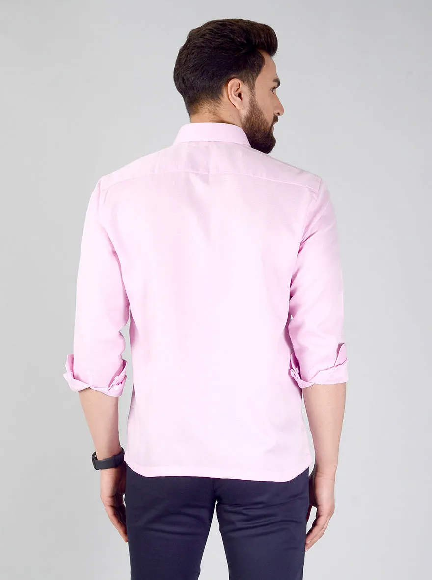 Pink Self Textured Regular Fit Formal Shirt | JadeBlue