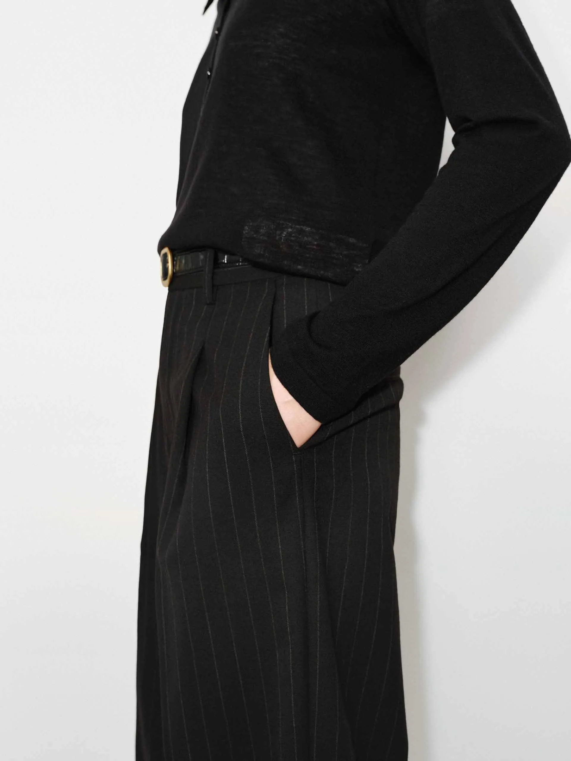 Pinstriped Wool Pants