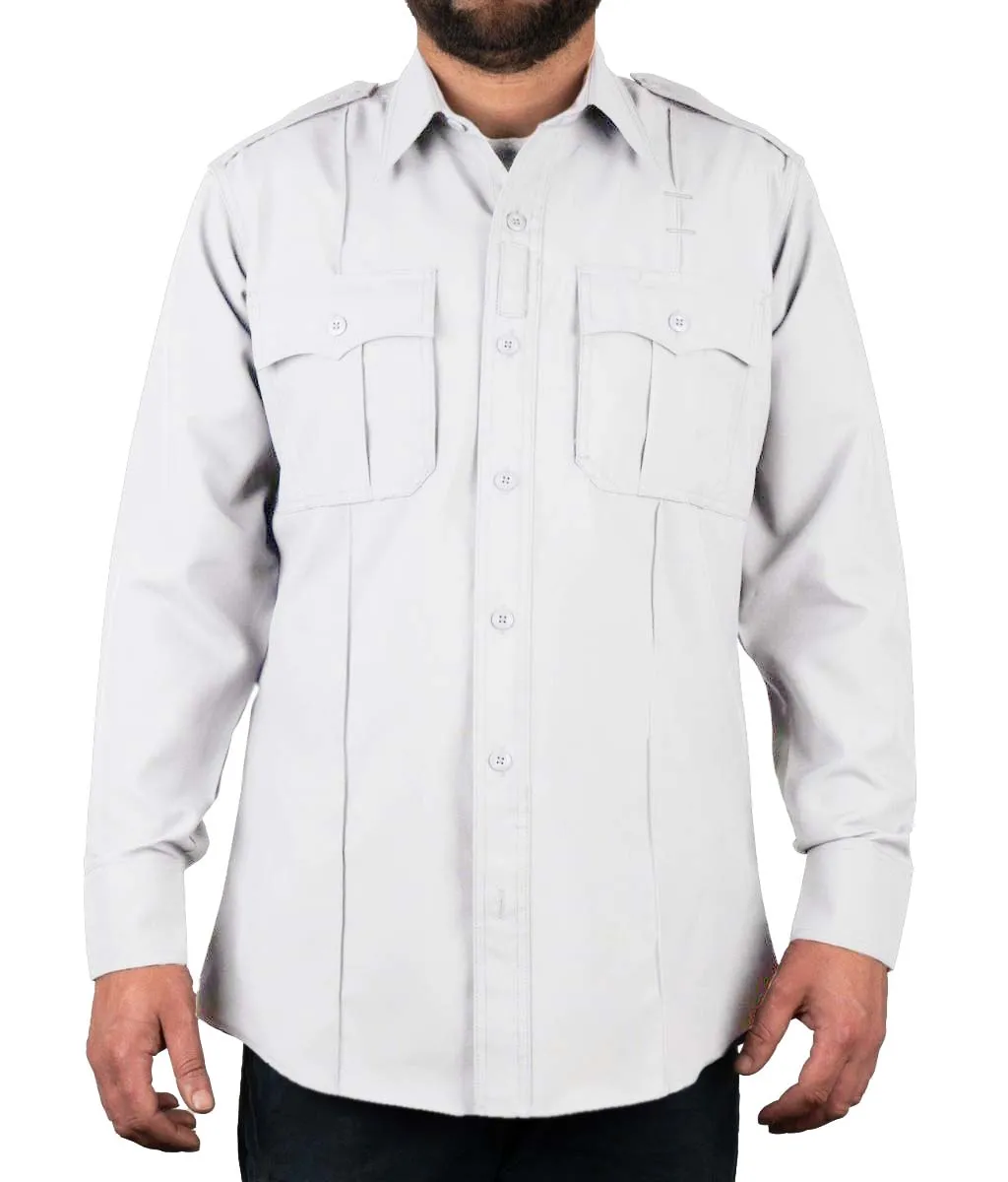 Polyester 4 Pocket Hidden Zipper Uniform Shirt - Long Sleeve