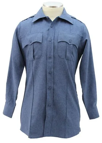 Polyester 4 Pocket Hidden Zipper Uniform Shirt - Long Sleeve