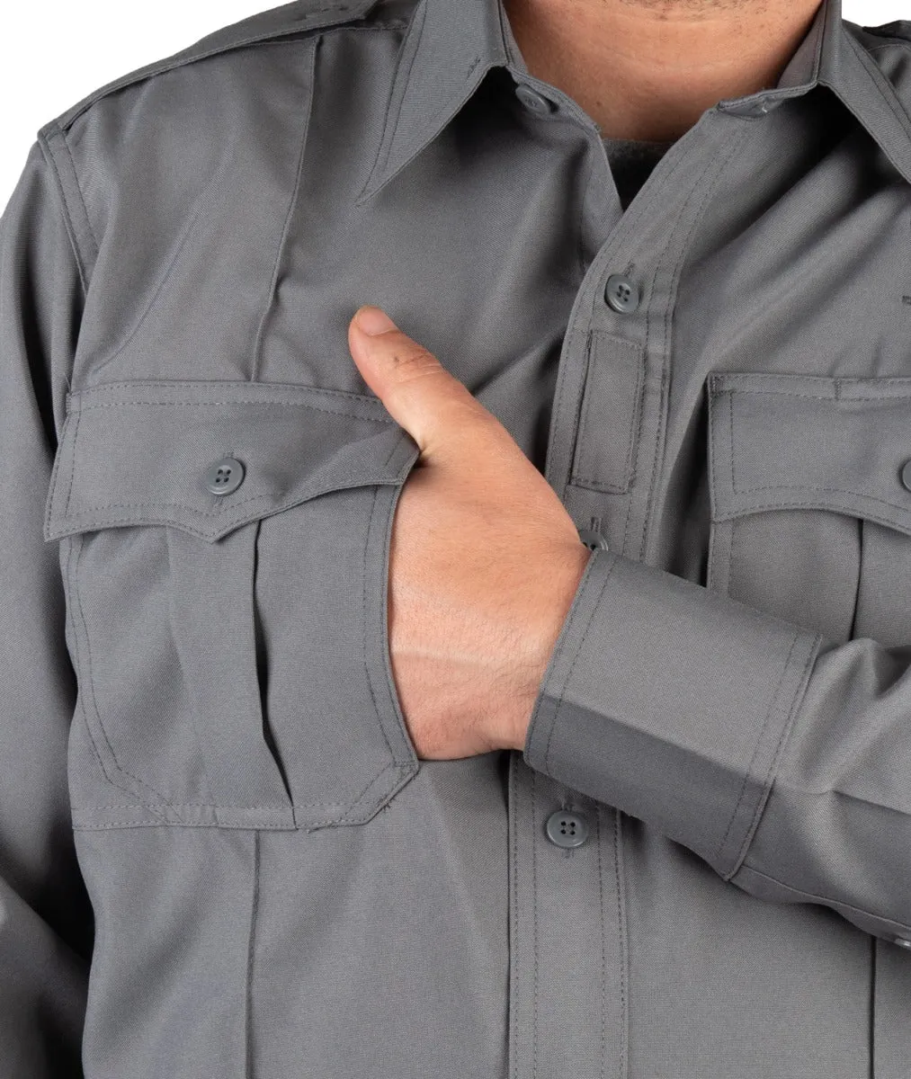 Polyester 4 Pocket Hidden Zipper Uniform Shirt - Long Sleeve