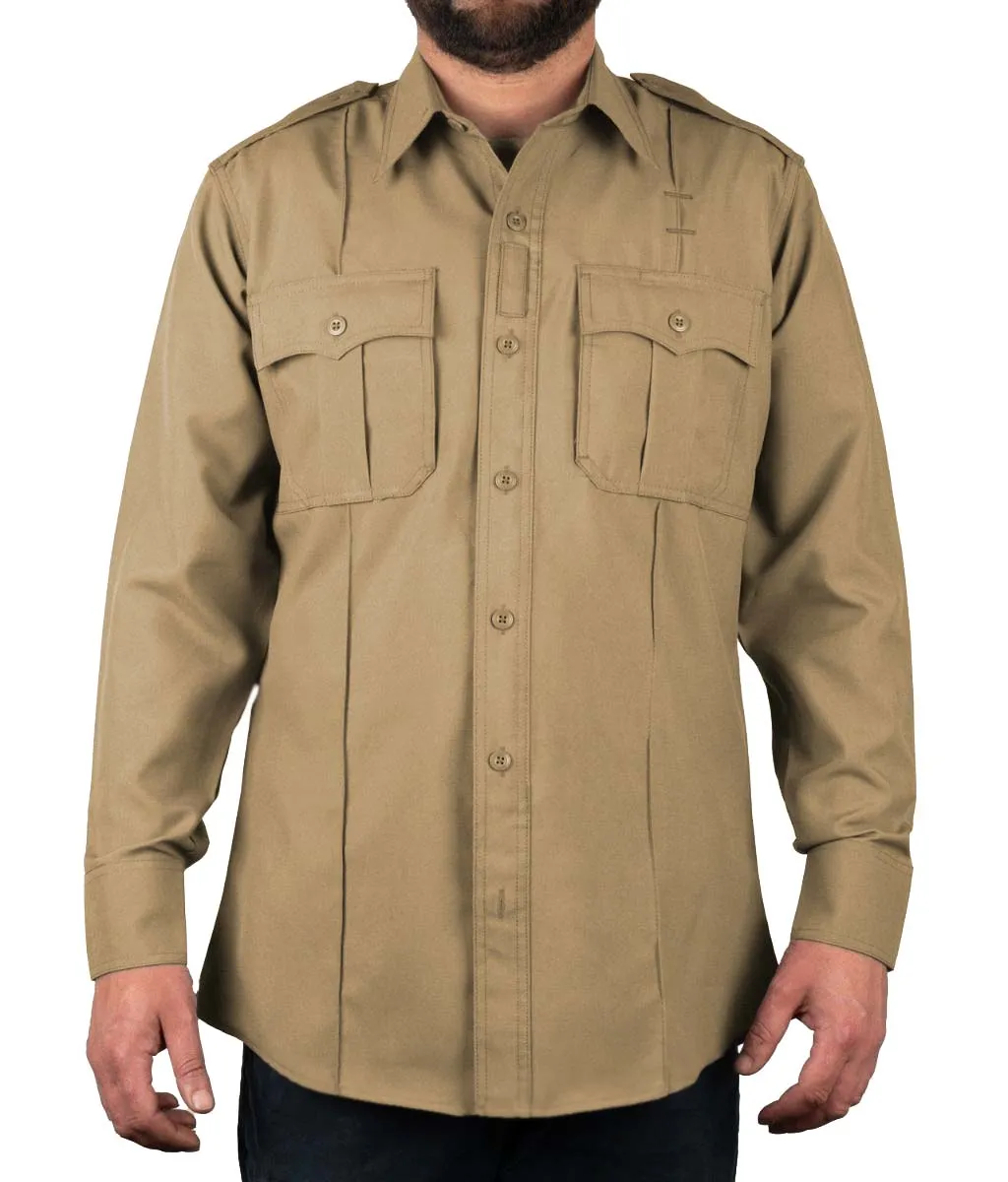 Polyester 4 Pocket Hidden Zipper Uniform Shirt - Long Sleeve