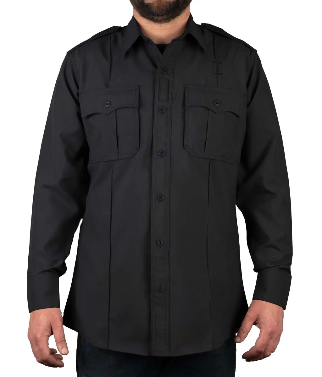 Polyester 4 Pocket Hidden Zipper Uniform Shirt - Long Sleeve