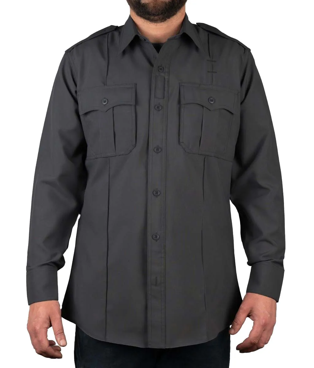 Polyester 4 Pocket Hidden Zipper Uniform Shirt - Long Sleeve