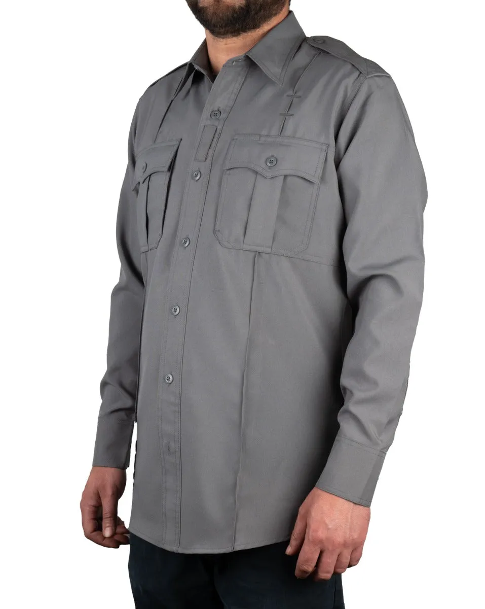 Polyester 4 Pocket Hidden Zipper Uniform Shirt - Long Sleeve