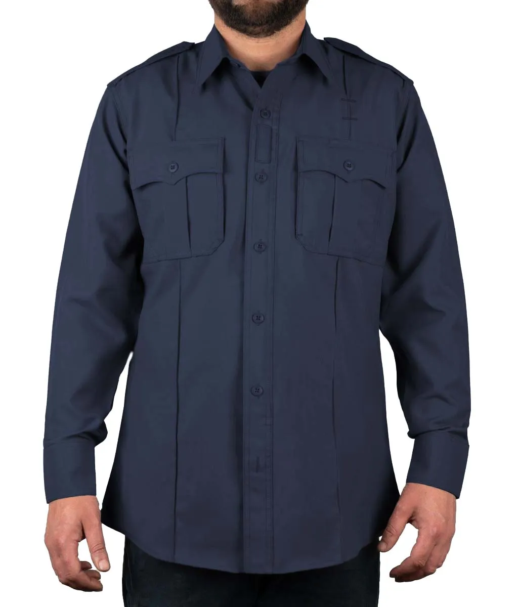 Polyester 4 Pocket Hidden Zipper Uniform Shirt - Long Sleeve