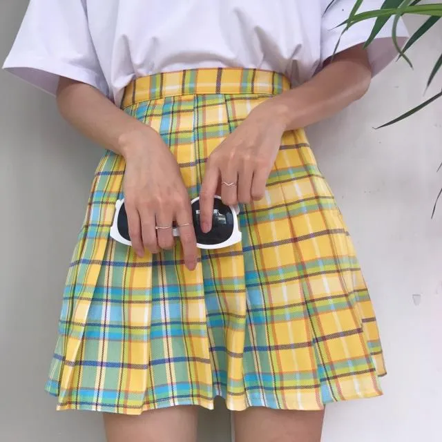 "RAINBOW PLAID" SKIRT