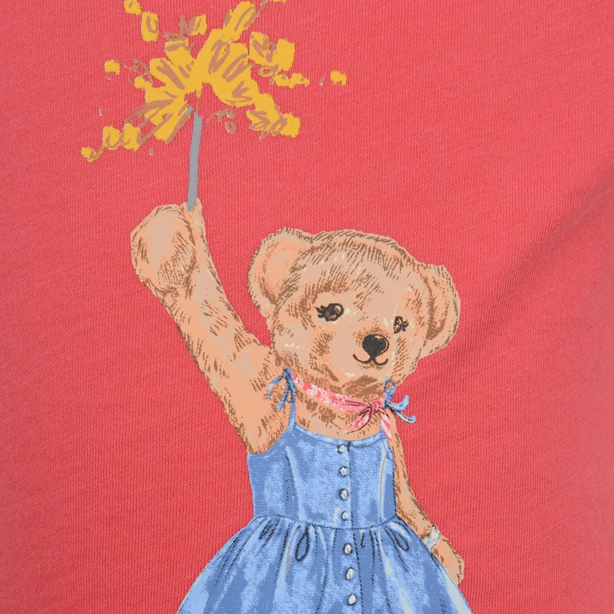 Ralph Lauren Girls Red Cotton Bear T-Shirt