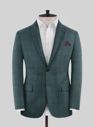 Reda Dark Teal Checks Wool Jacket