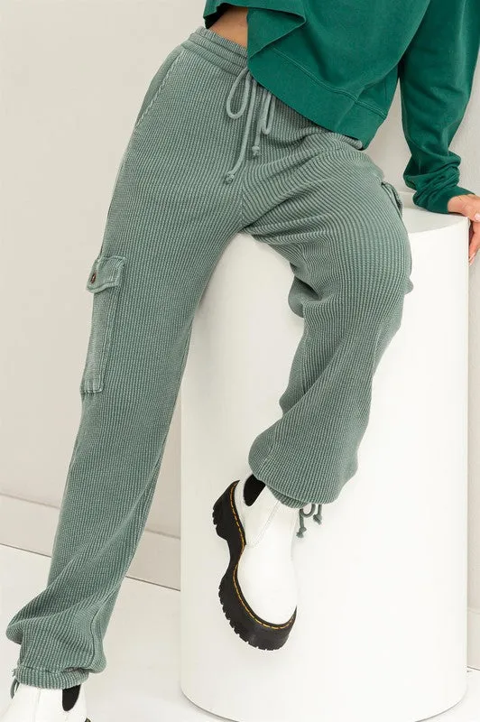 Ribbed Joggers Grey Green