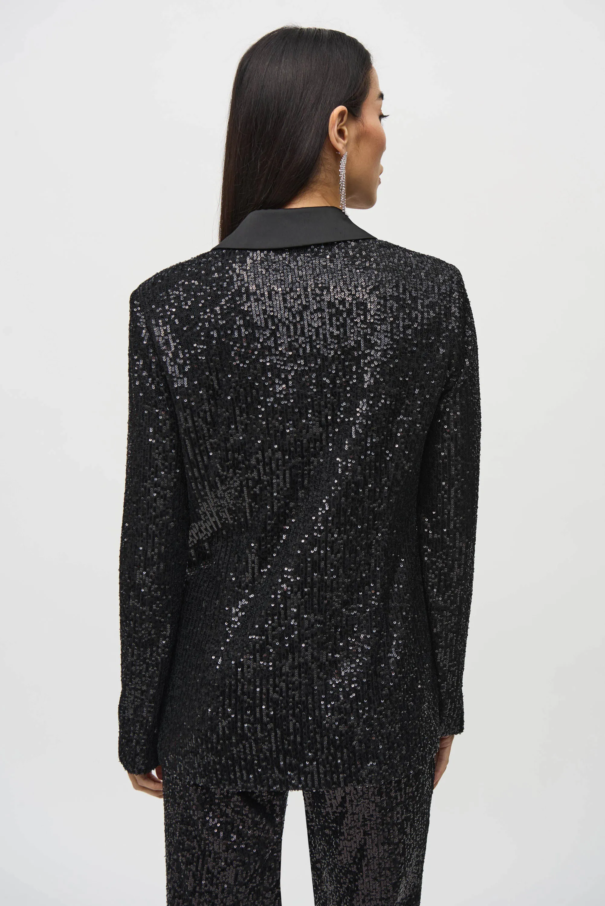 Sequined Blazer With Satin Lapel