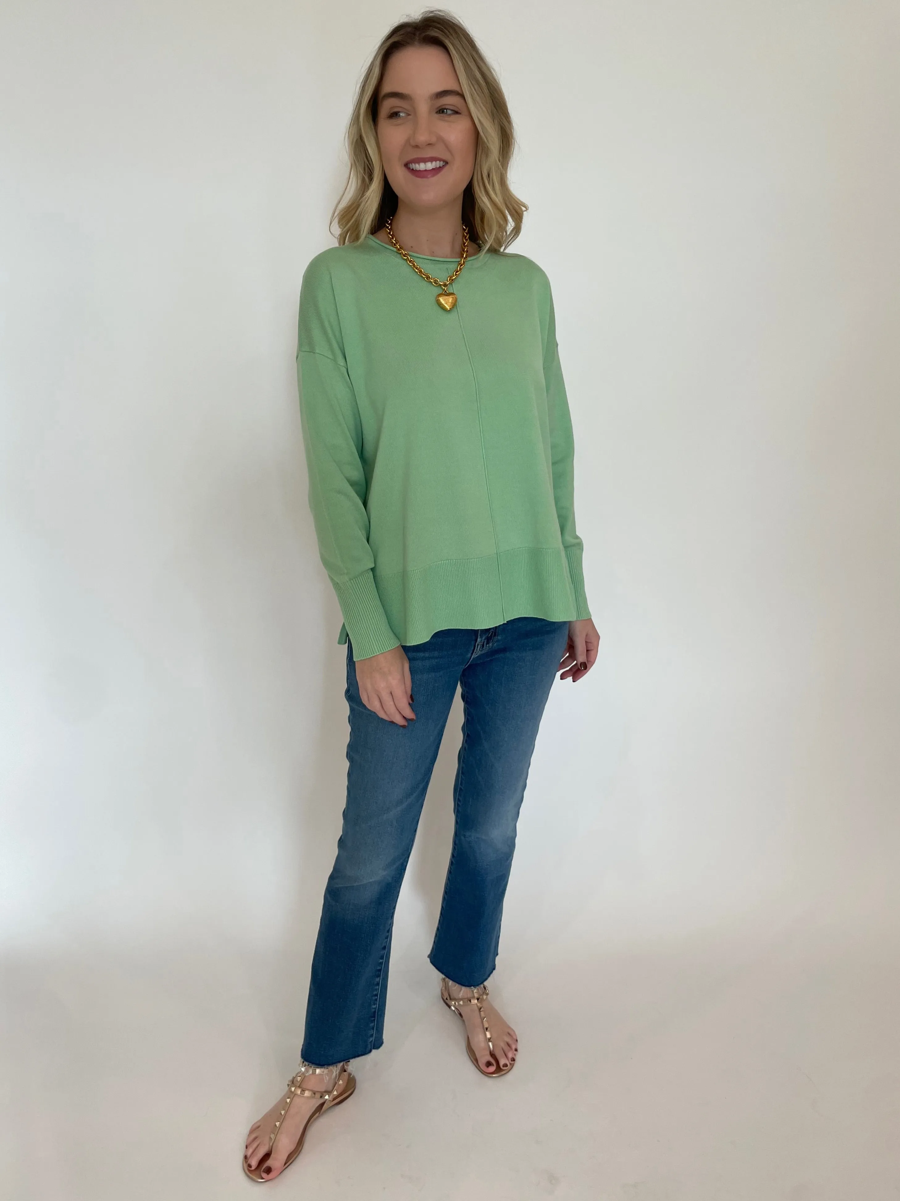 Shaina Center Seam Sweater - Pale Green