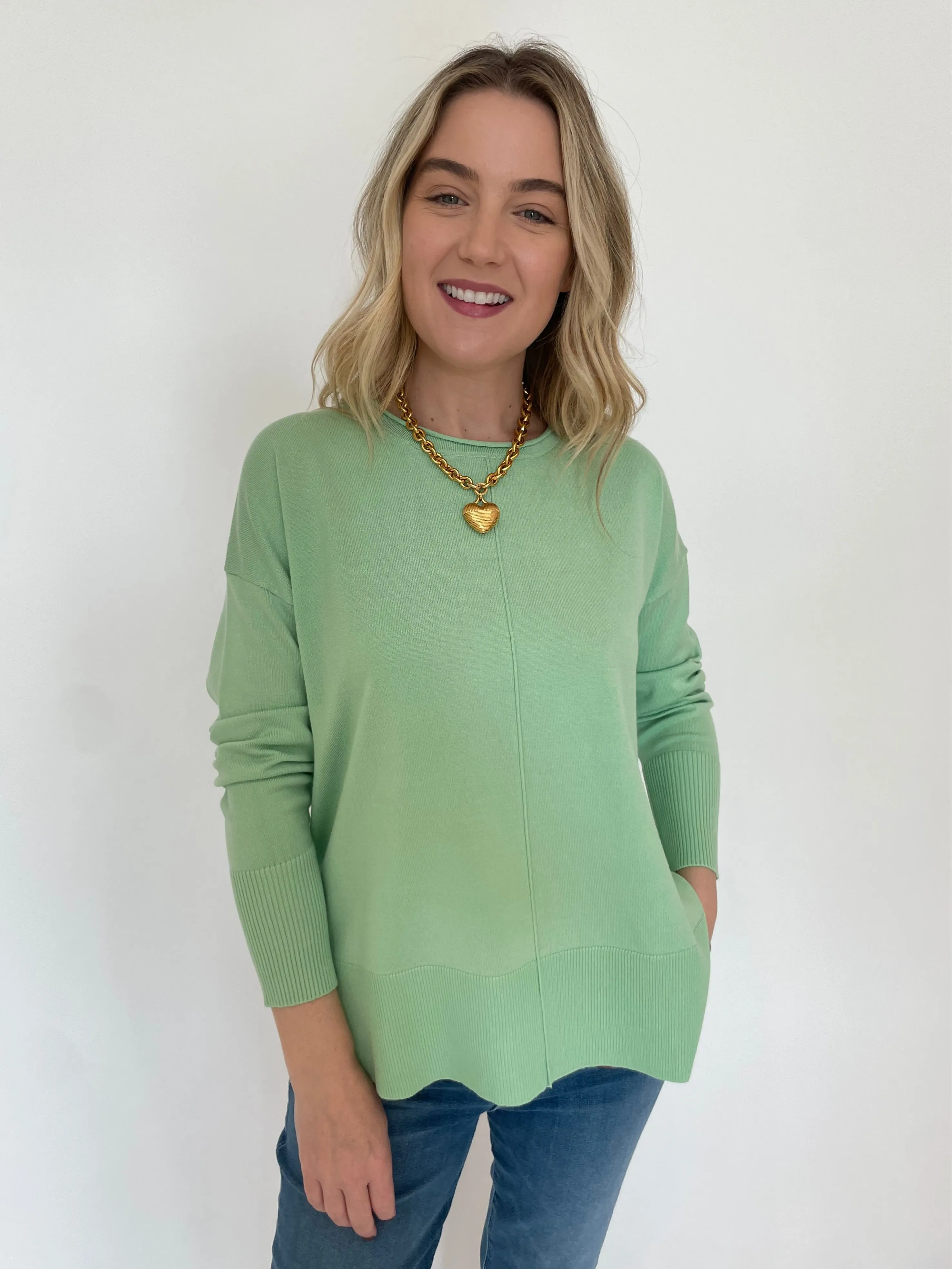 Shaina Center Seam Sweater - Pale Green