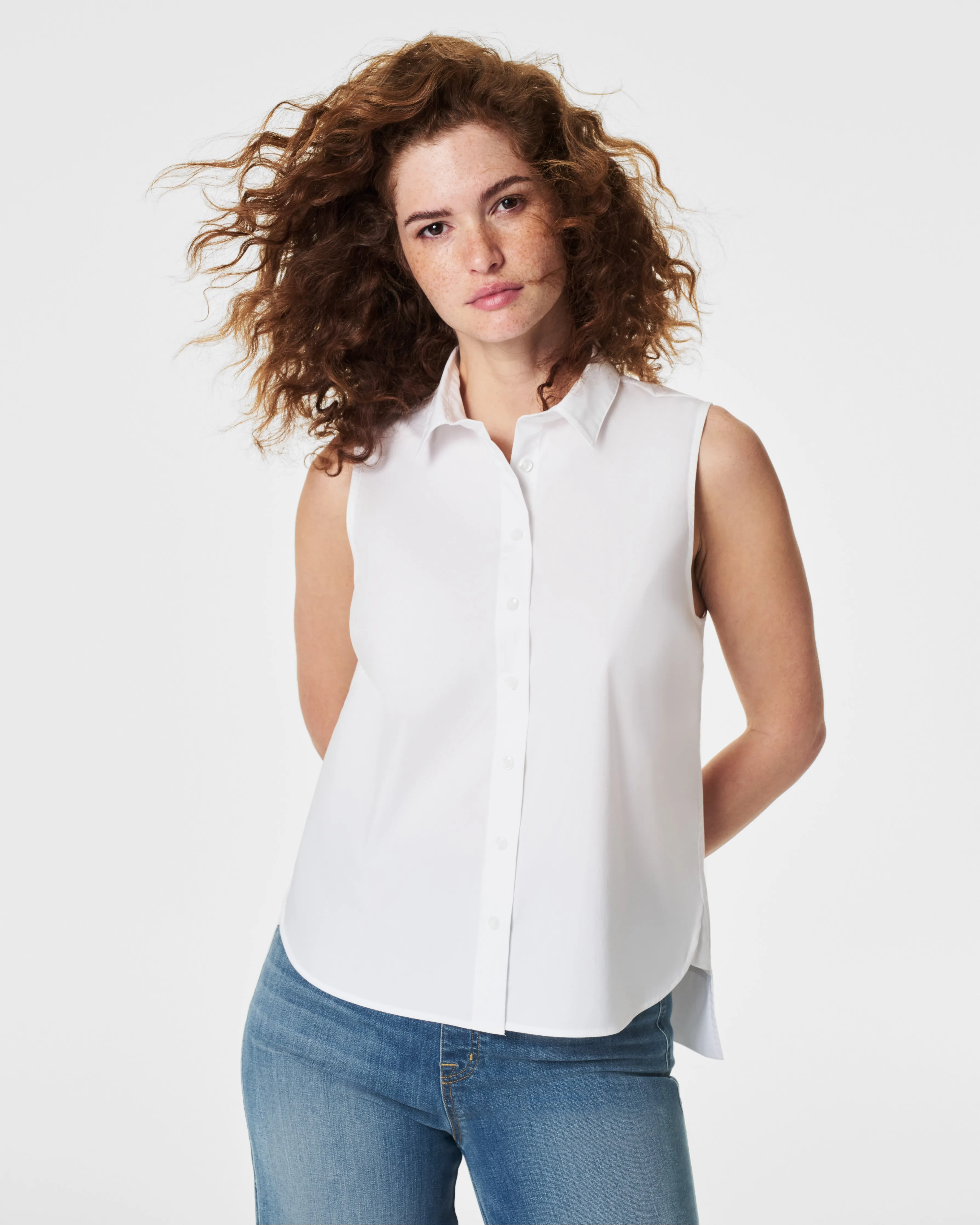 SPANX® Poplin Sleeveless Button-Down Shirt