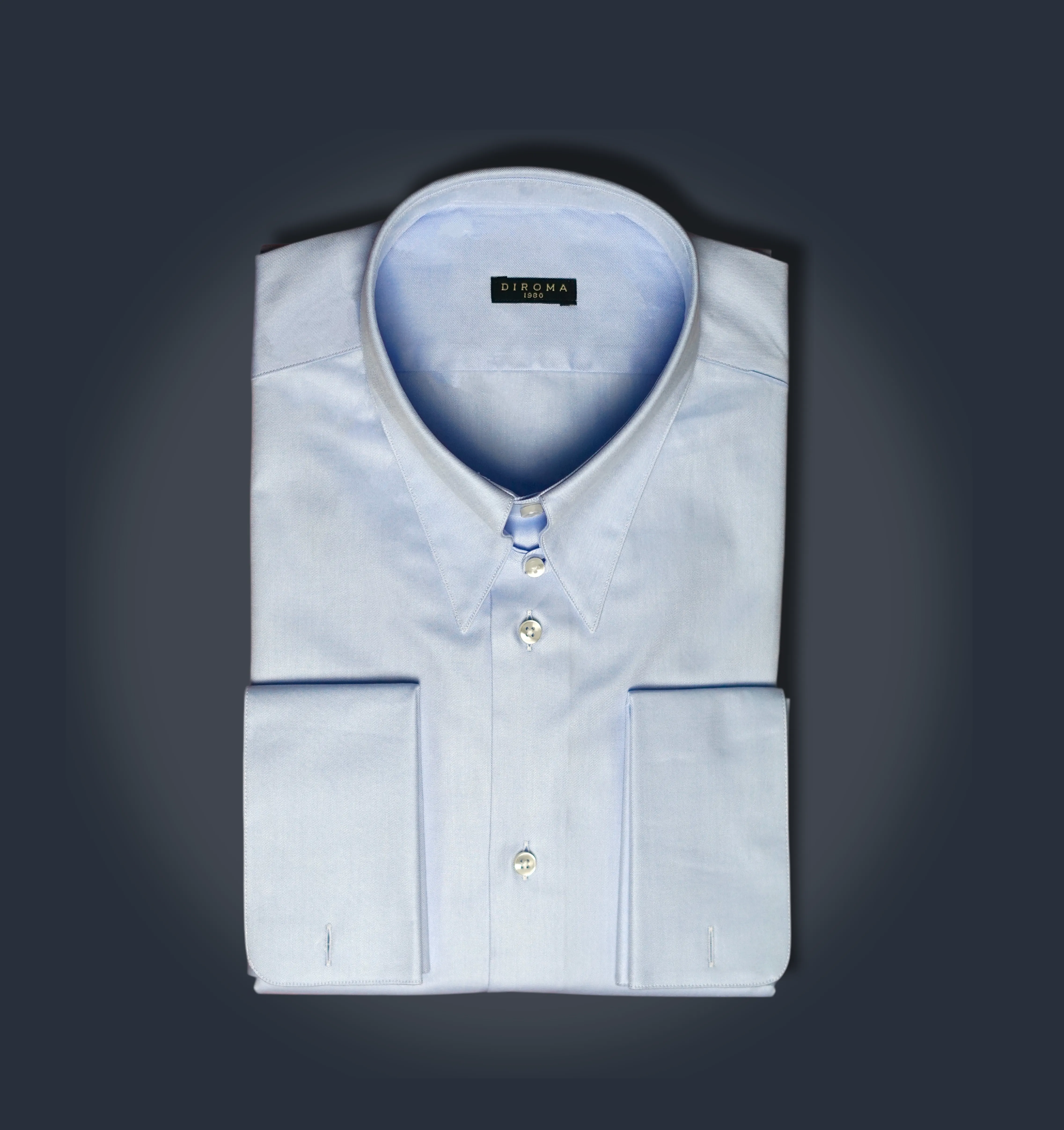 Spear Point Tab Collar Twill Doppio Ritorto Dress Shirt