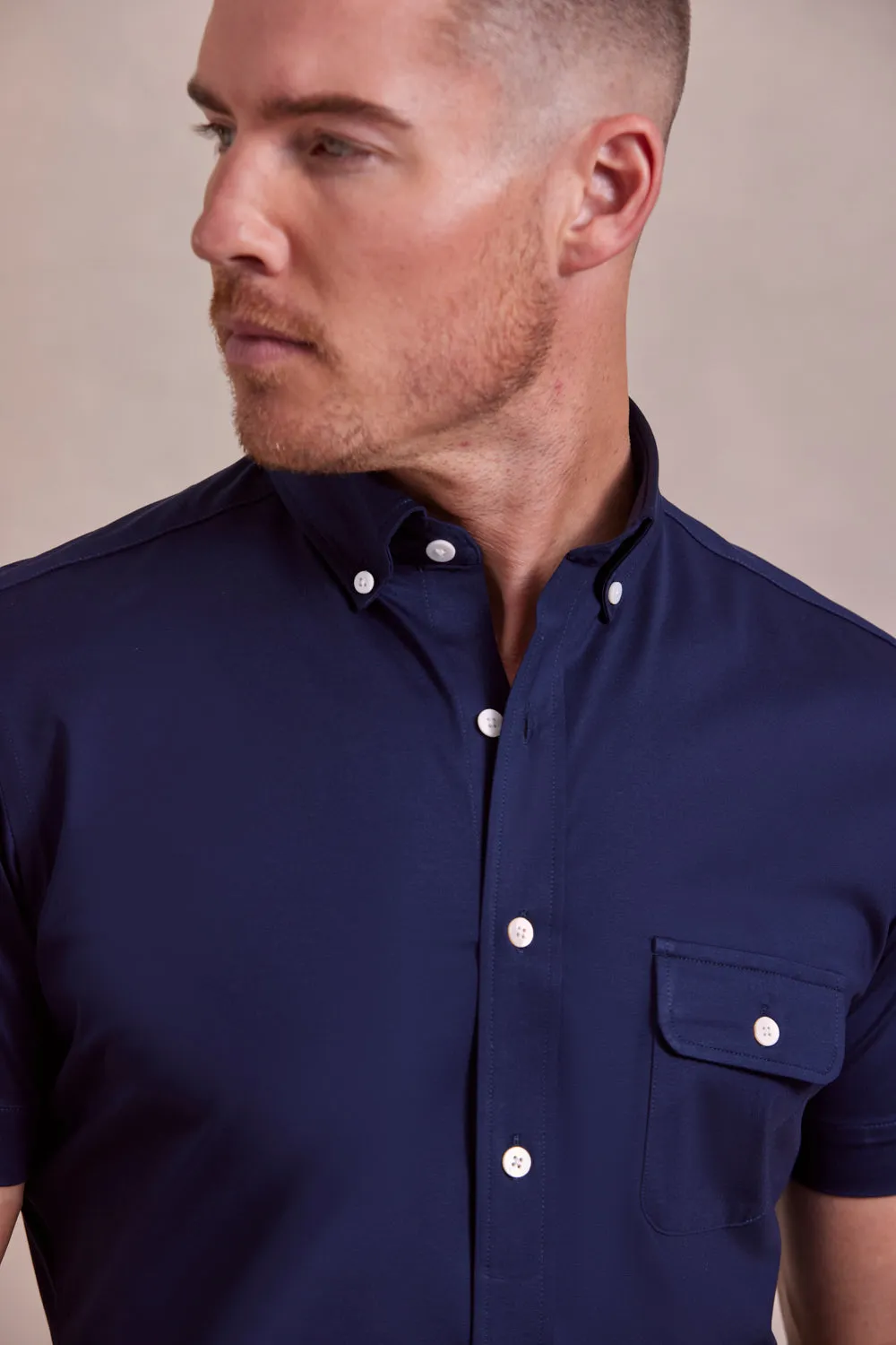 The Dean BD - SS Non-Iron Knit Shirt - New Navy