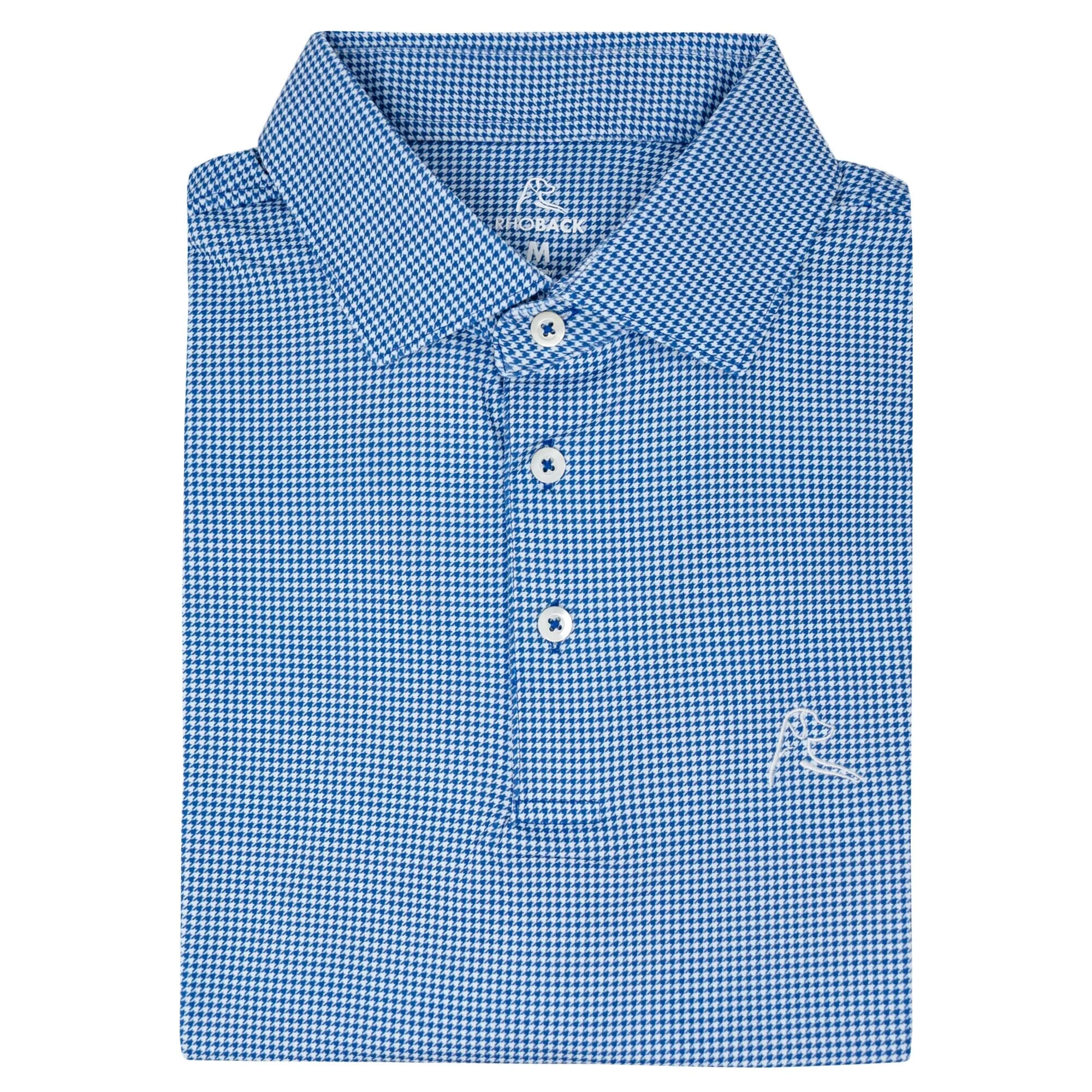 The Dogstooth Houndstooth | Performance Polo | The Dogstooth Houndstooth - Ocean Blue/White