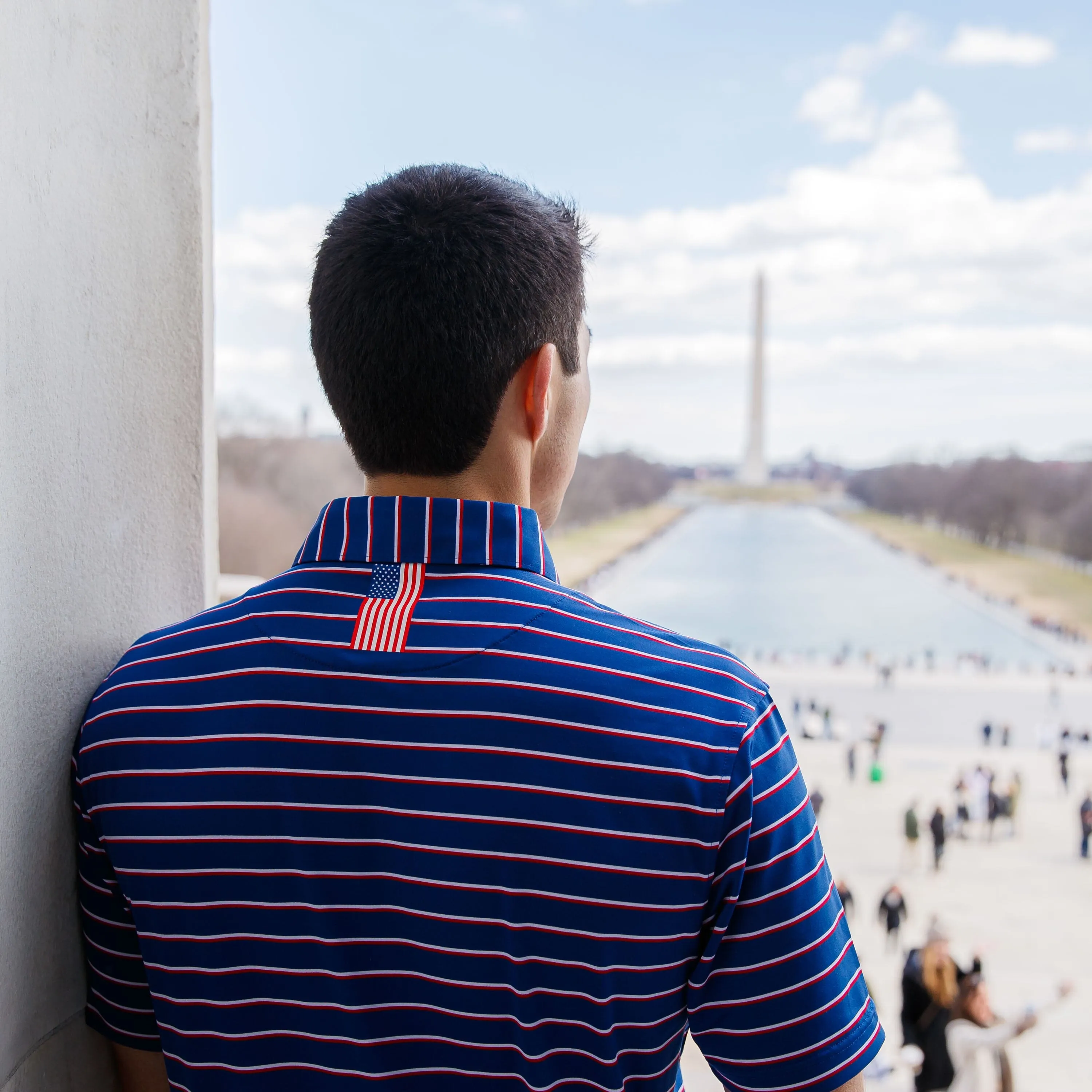 The Old Glory Stripe | Performance Polo | The Old Glory Stripe - Ocean Blue/Classic Red/White