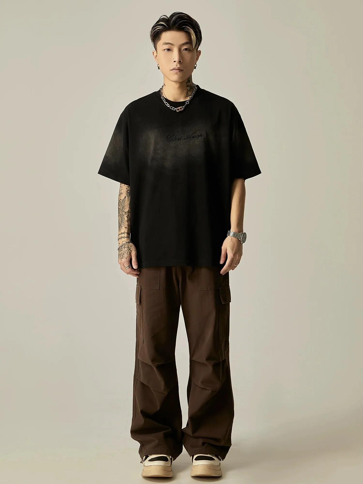 Tonal Embossed Logo Oversized Tee