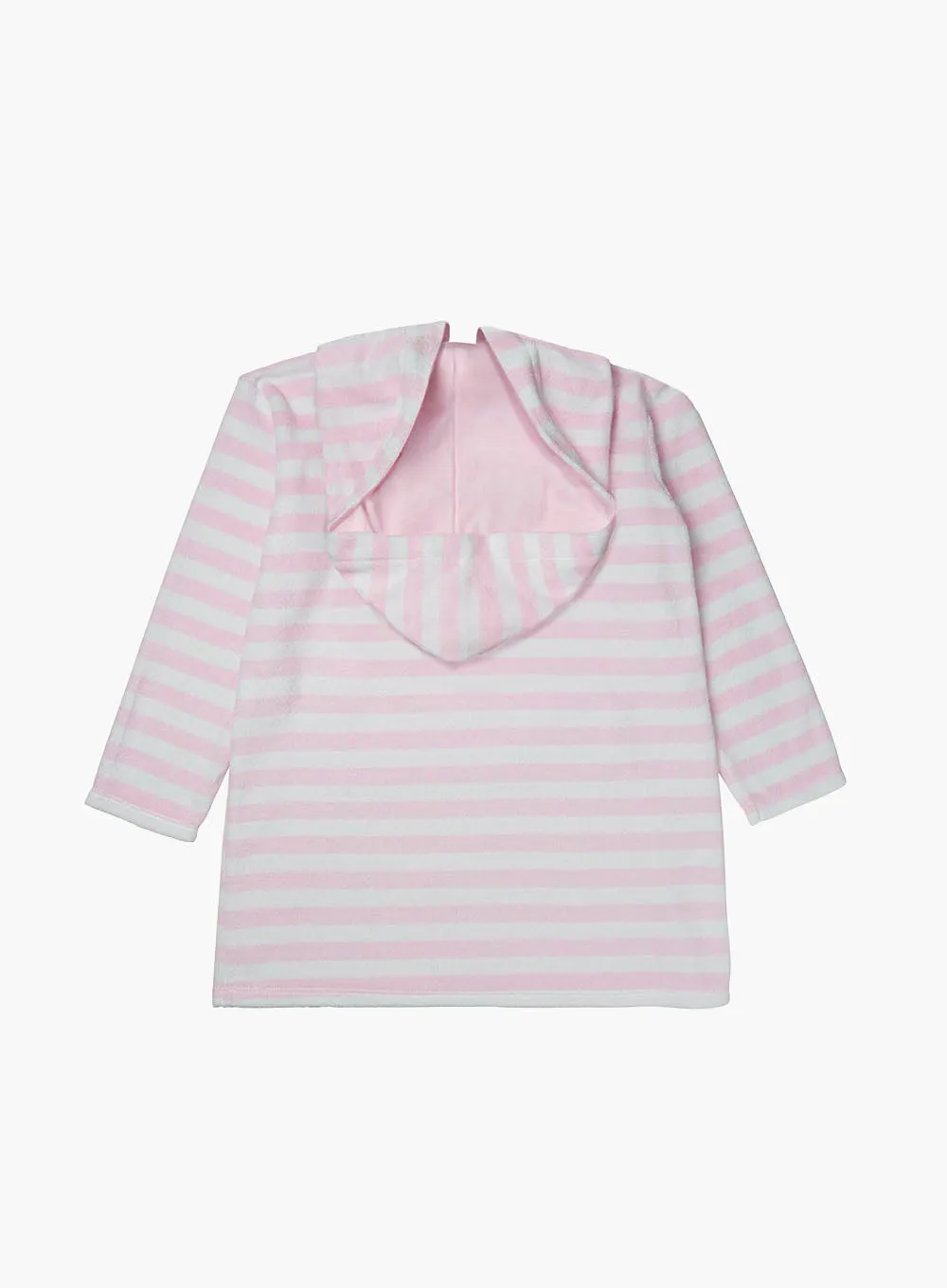 Towelling Hoody in Pale Pink Stripe