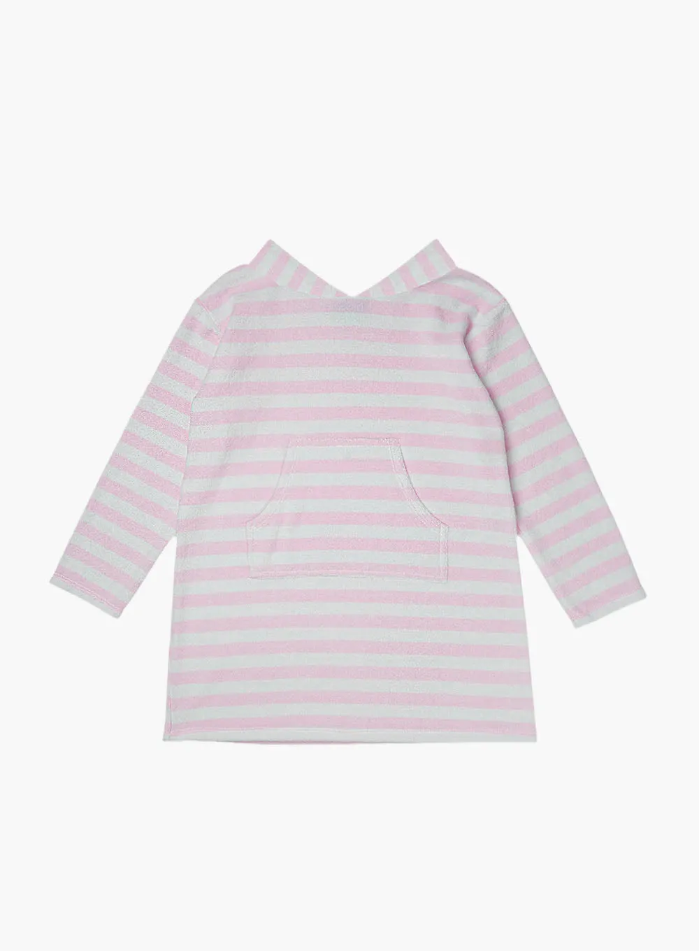 Towelling Hoody in Pale Pink Stripe