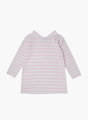 Towelling Hoody in Pale Pink Stripe