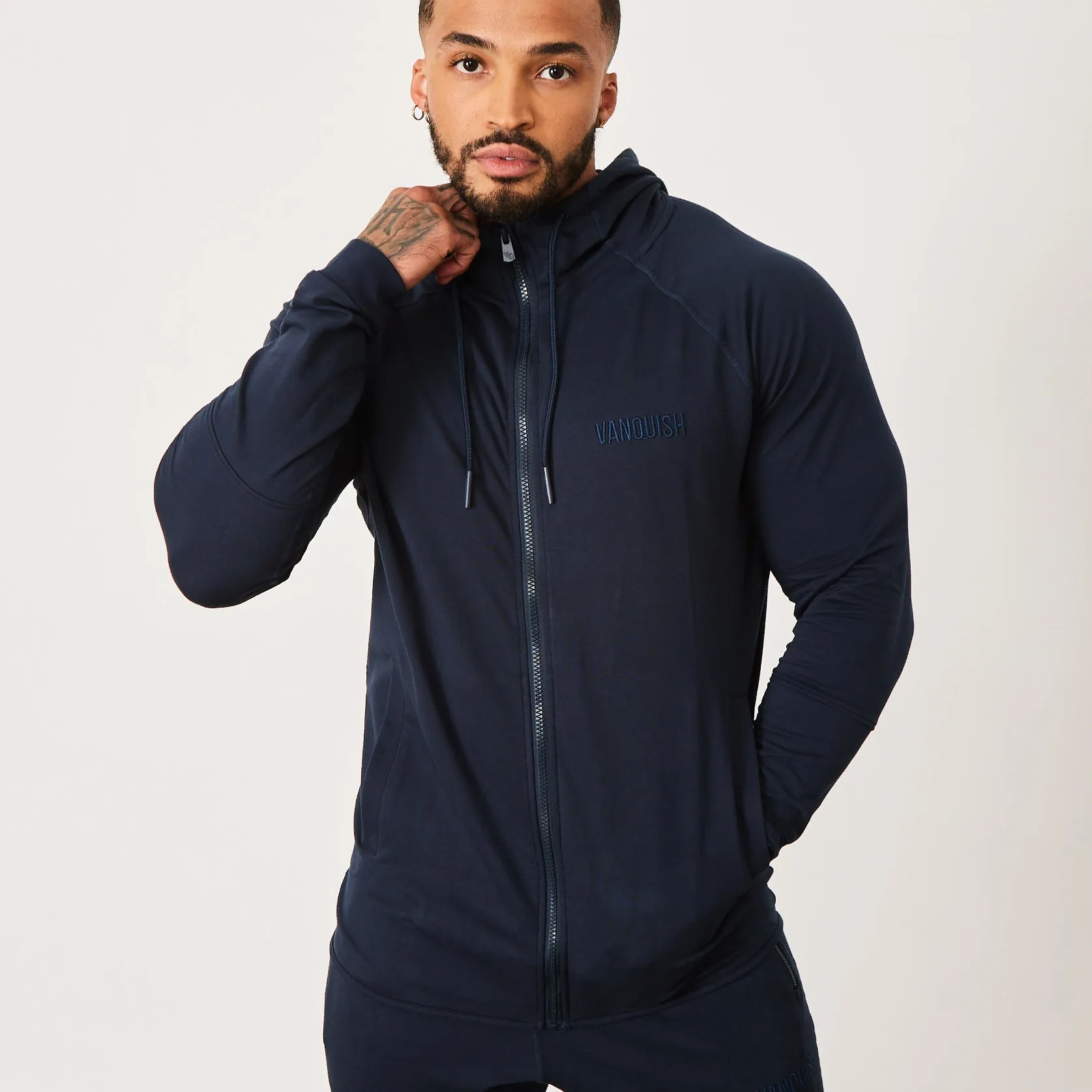 Vanquish Eclipse V2 Navy Blue Full Zip Front Hoodie