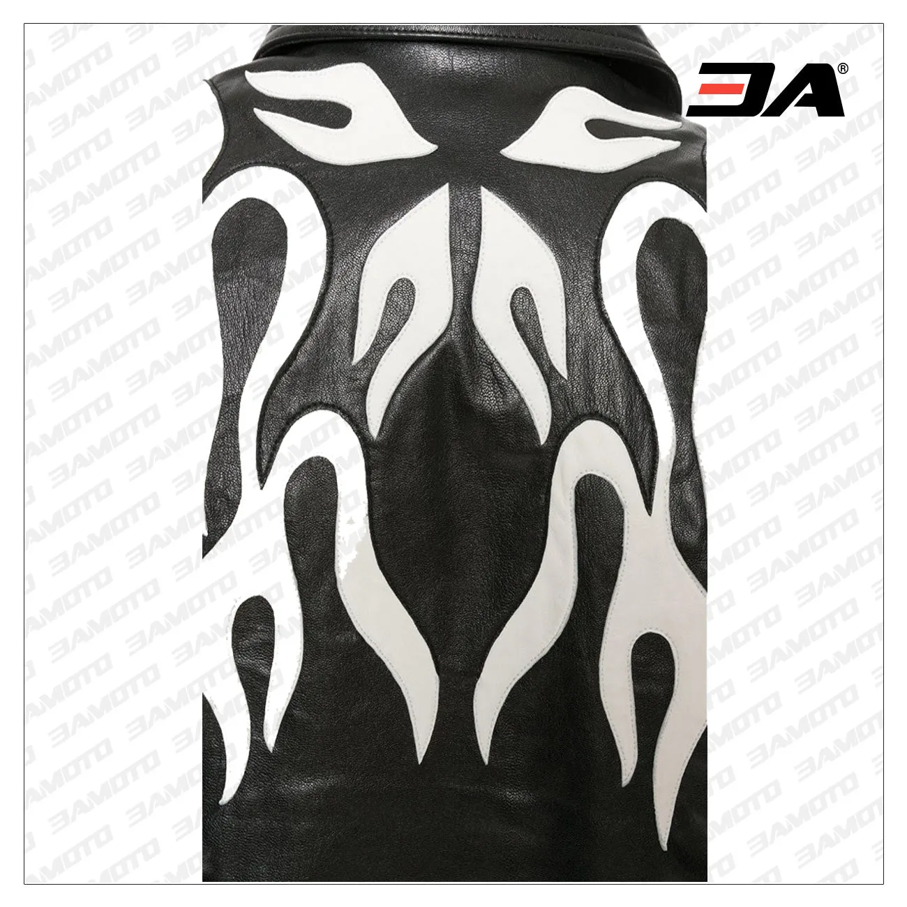 Women Fashion Printed Flame Effect Leather Jacket