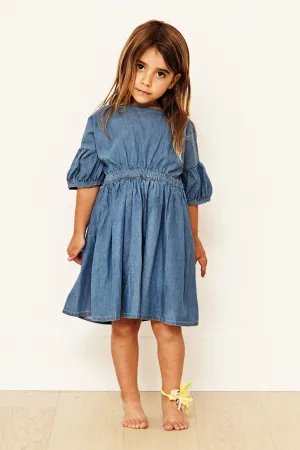 Yellow Pelota Oahu Girls Dress - Blue Denim (Size 3 left)